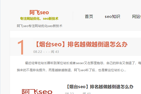 煙臺seo地區詞不足30天上到首頁【博客優化】